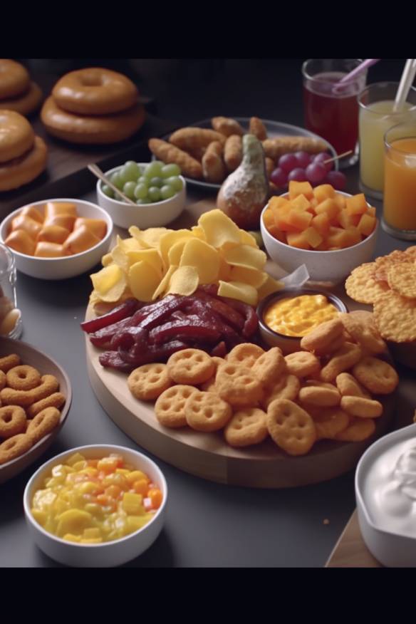 Amerikanisches Fingerfood mit verschiedenen kalten Snacks.