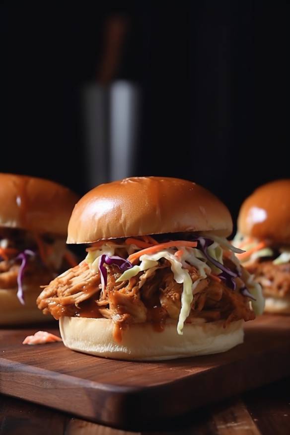 BBQ Chicken Slider mit Coleslaw und BBQ-Sauce