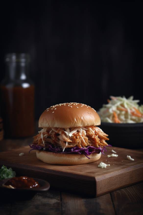 BBQ Chicken Slider mit Coleslaw und BBQ-Sauce