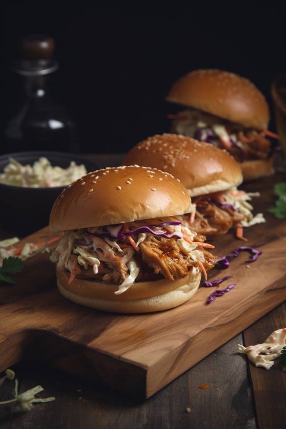 BBQ Chicken Slider mit Coleslaw und BBQ-Sauce