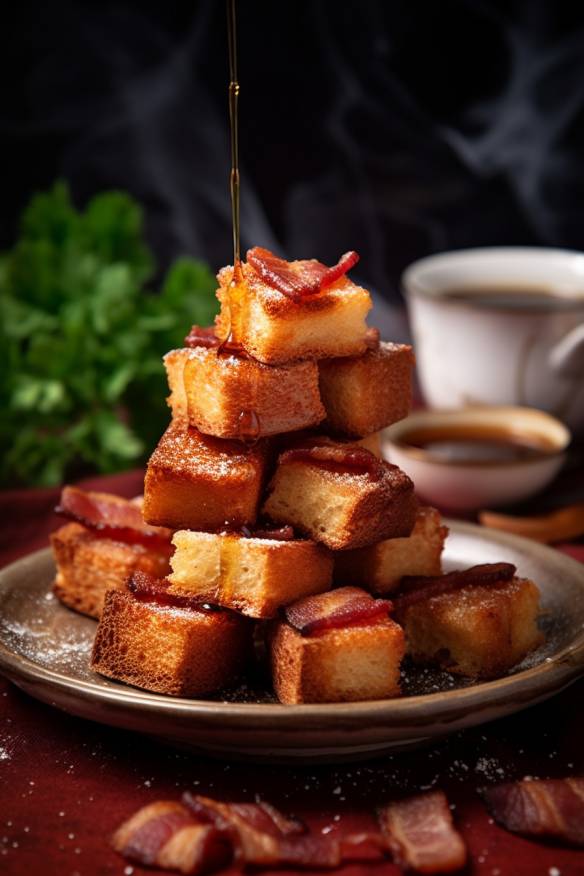 Bacon Toast Häppchen auf einem Teller