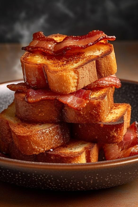 Bacon Toast Häppchen auf einem Teller