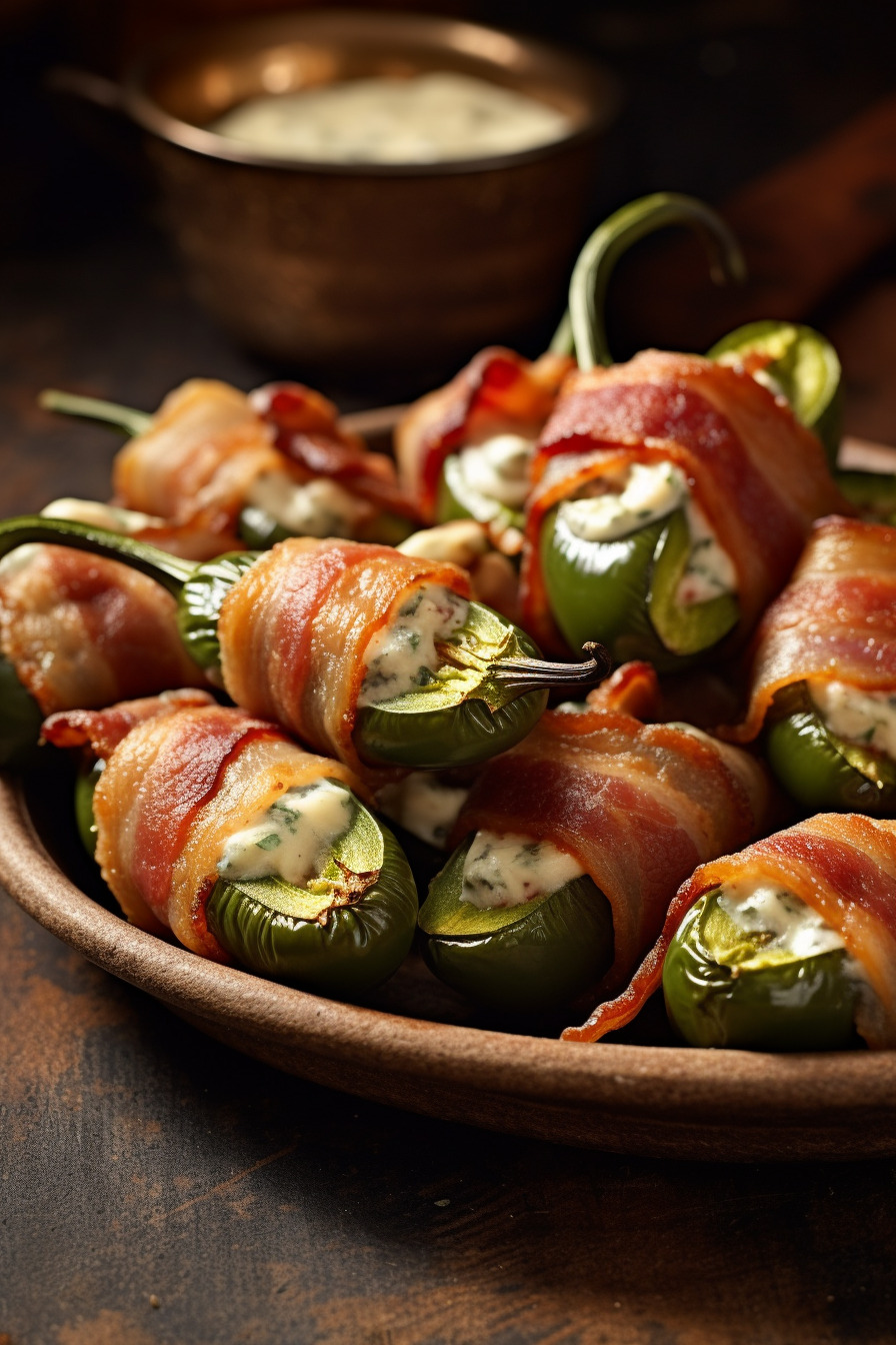 Bacon-Wrapped Jalapeño Poppers mit cremiger Käsefüllung.