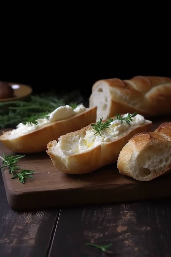 Baguette-Fingerfood mit Ziegenkäsecreme