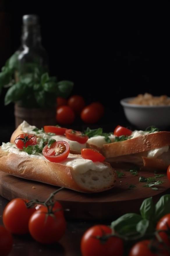 Knusprige Baguette-Häppchen mit Tomate und Mozzarella