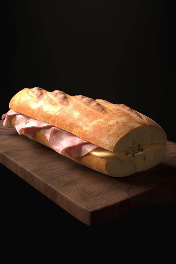 Baguette mit Schinken und Käse