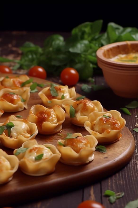 Knusprige Tortellini-Fingerfood mit Tomaten-Dip