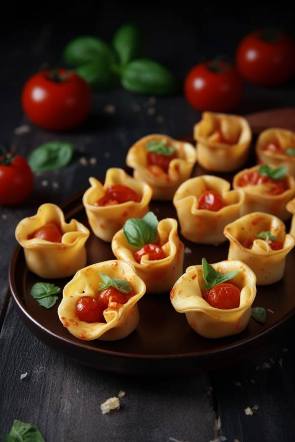 Gebackene Tortellini-Fingerfood mit Tomaten-Dip