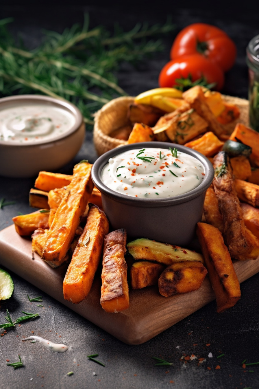 Gebackene Gemüsestäbchen mit Sour Cream Dip