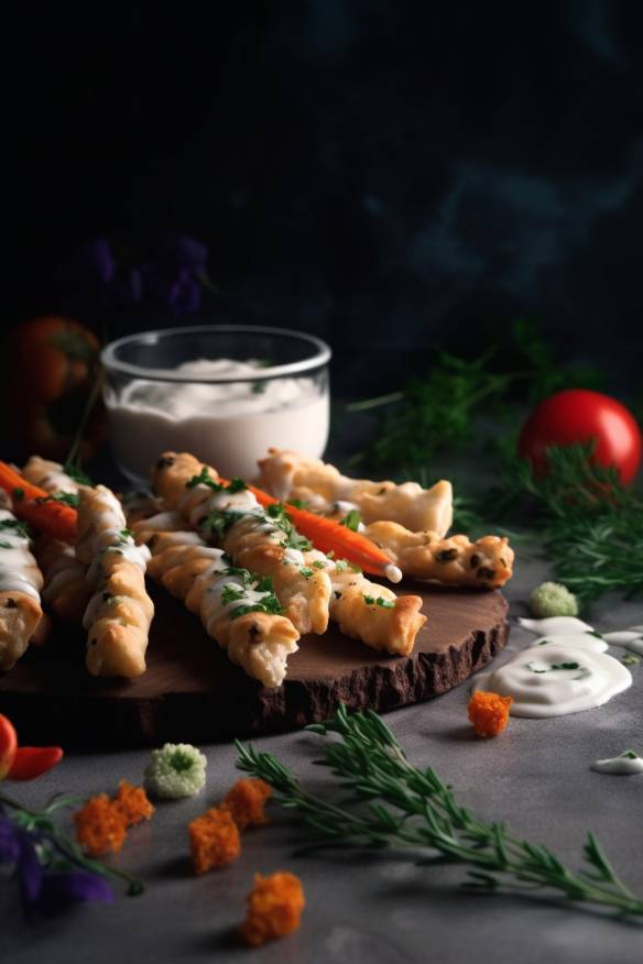 Gebackene Gemüsestäbchen mit Sour Cream Dip