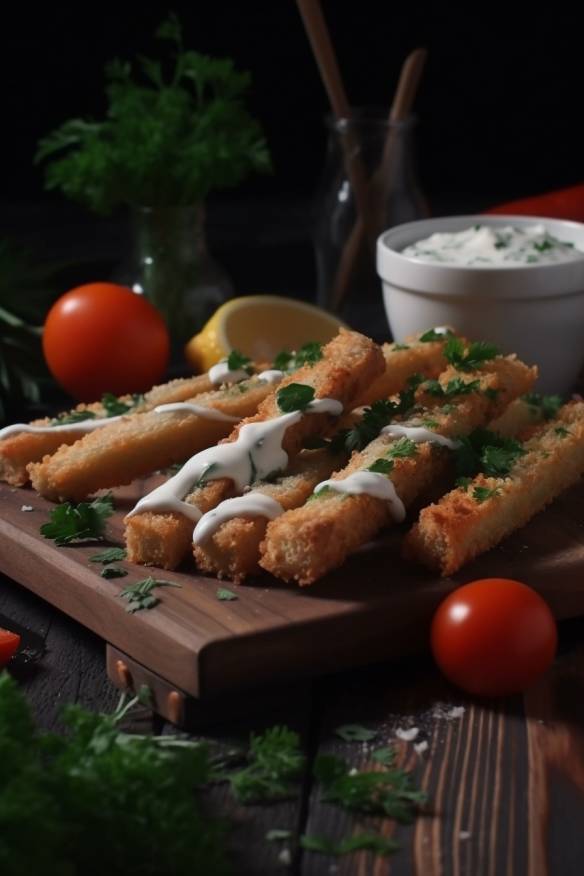 Gebackene Gemüsestäbchen mit Sour Cream Dip