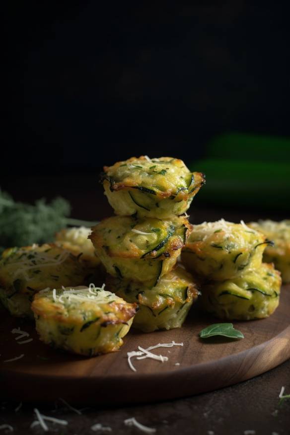 Gebackene Zucchini Bites - knusprige kleine Häppchen aus Zucchini und Parmesan