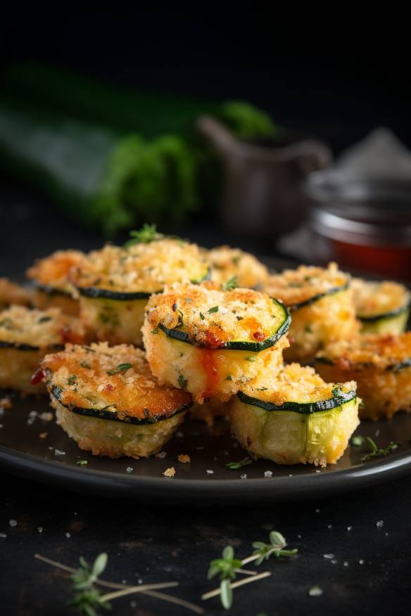 Gebackene Zucchini Bites - knusprige kleine Häppchen aus Zucchini und Parmesan