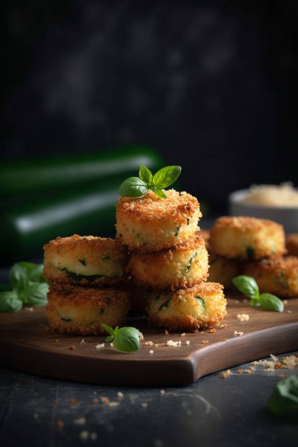 Gebackene Zucchini Bites - knusprige kleine Häppchen aus Zucchini und Parmesan