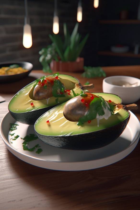 Gebackene Avocado-Schiffchen.