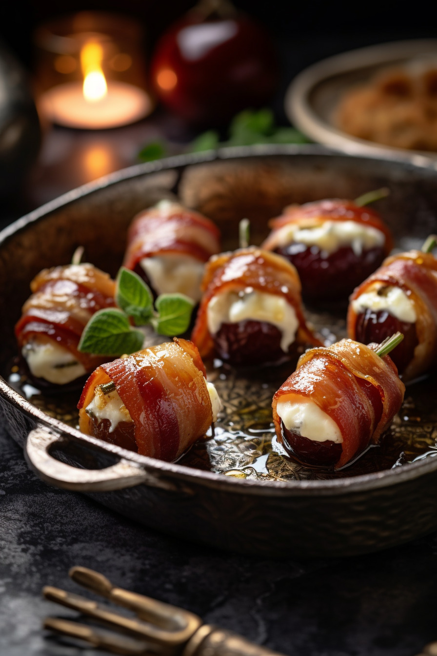 Gebackene Datteln mit Ziegenkäse und Speck