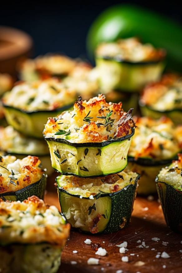 Gebackene Zucchini-Feta-Häppchen.