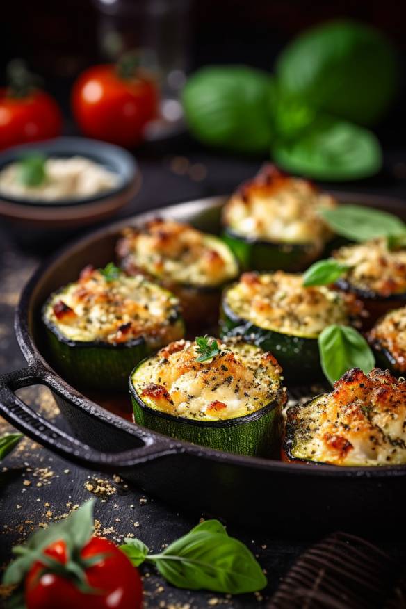 Gebackene Zucchini-Feta-Häppchen.