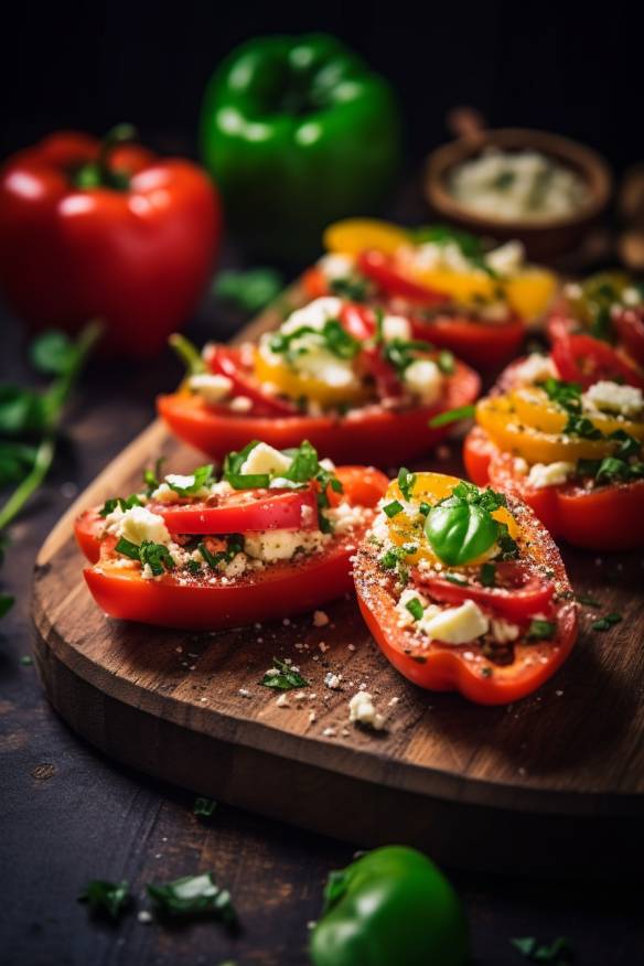 Paprika-Feta-Schiffchen - das perfekte Fingerfood mit Paprika und Feta