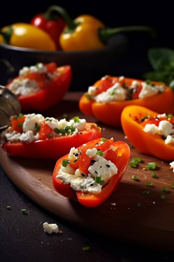 Paprika-Feta-Schiffchen - das perfekte Fingerfood mit Paprika und Feta