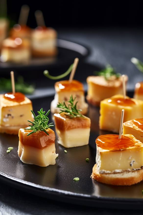 Käse-Canapés auf einem Teller