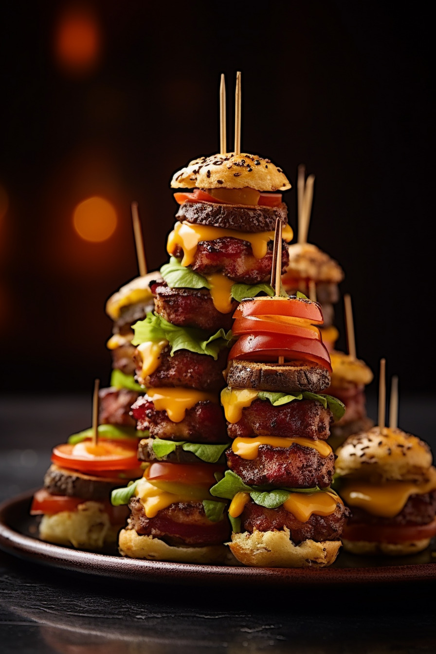 Cheeseburger-Spieße - Leckeres Fingerfood für Burger-Fans.