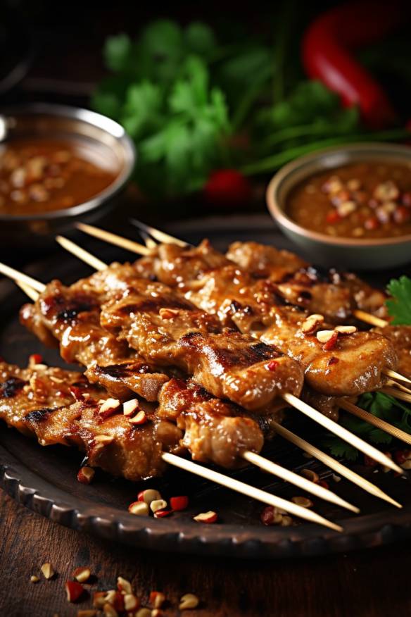 Chicken Satay mit Erdnusssauce