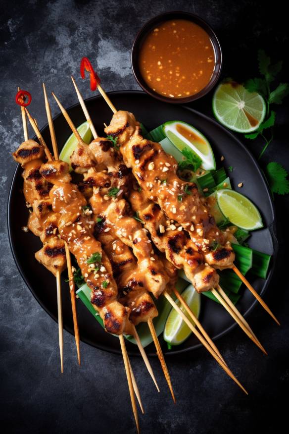 Chicken Satay mit Erdnusssauce