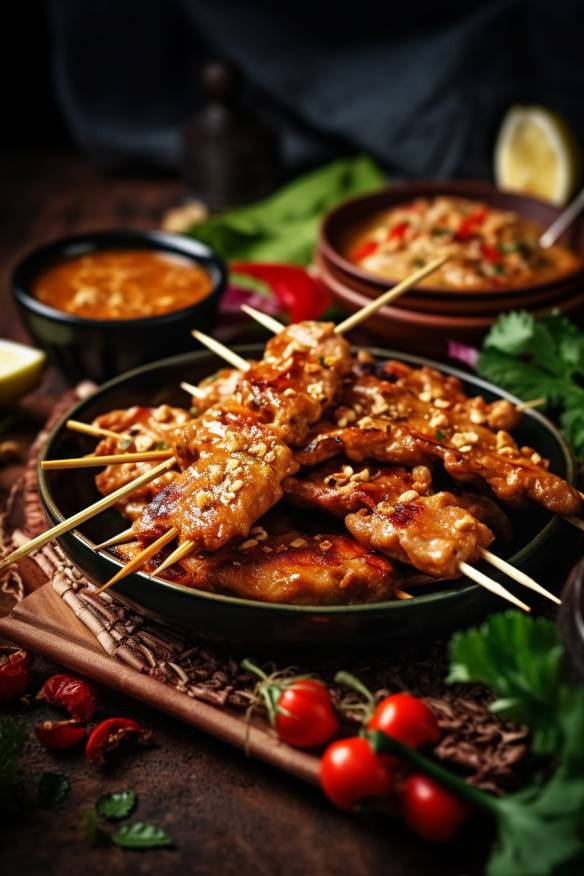 Chicken Satay mit Erdnusssauce