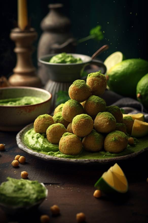 Kichererbsenbällchen mit Avocado-Dip