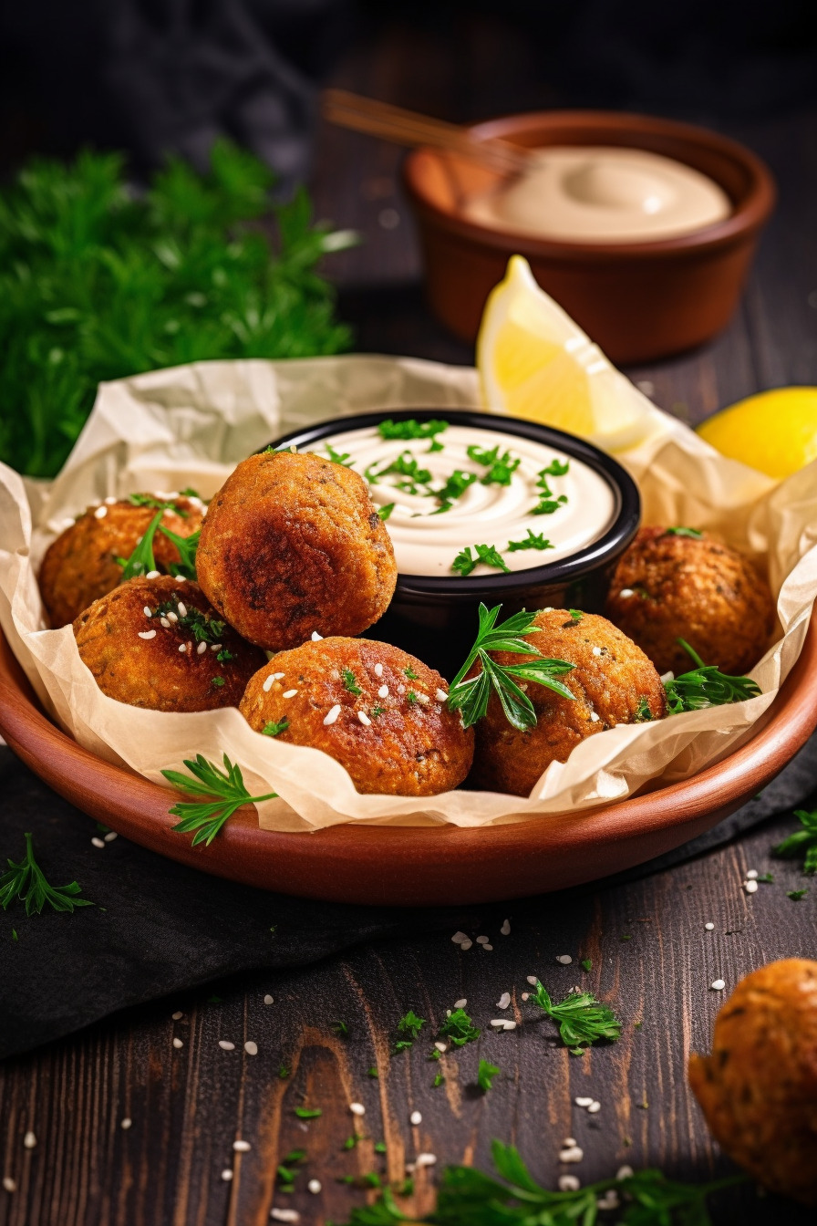 Kichererbsen-Falafel mit Joghurt-Tahini-Dip