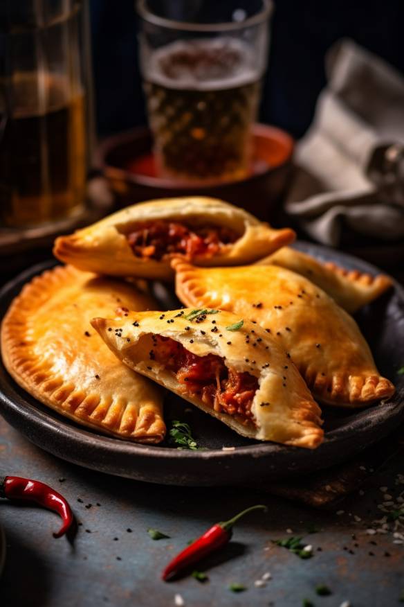 Chili Cheese Empanadas auf einem Teller.