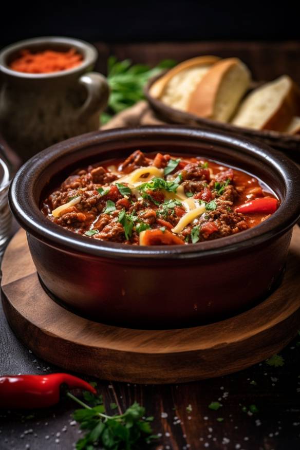 Chili con Carne in einer Schüssel