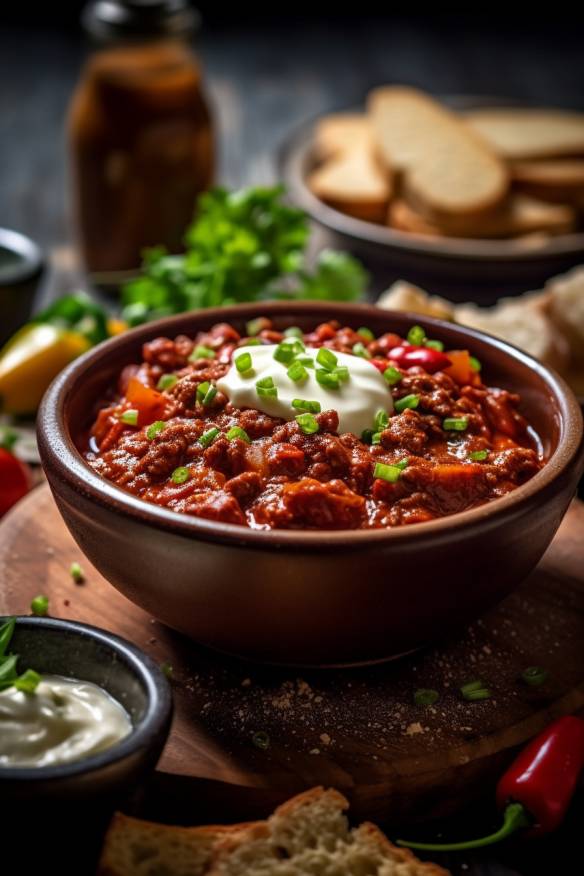 Chili con Carne in einer Schüssel