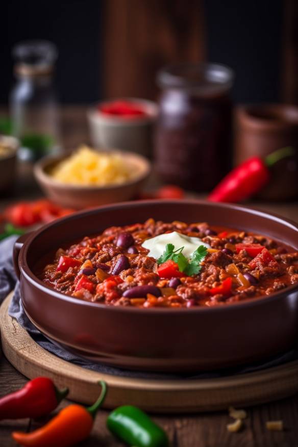 Chili con Carne in einer Schüssel