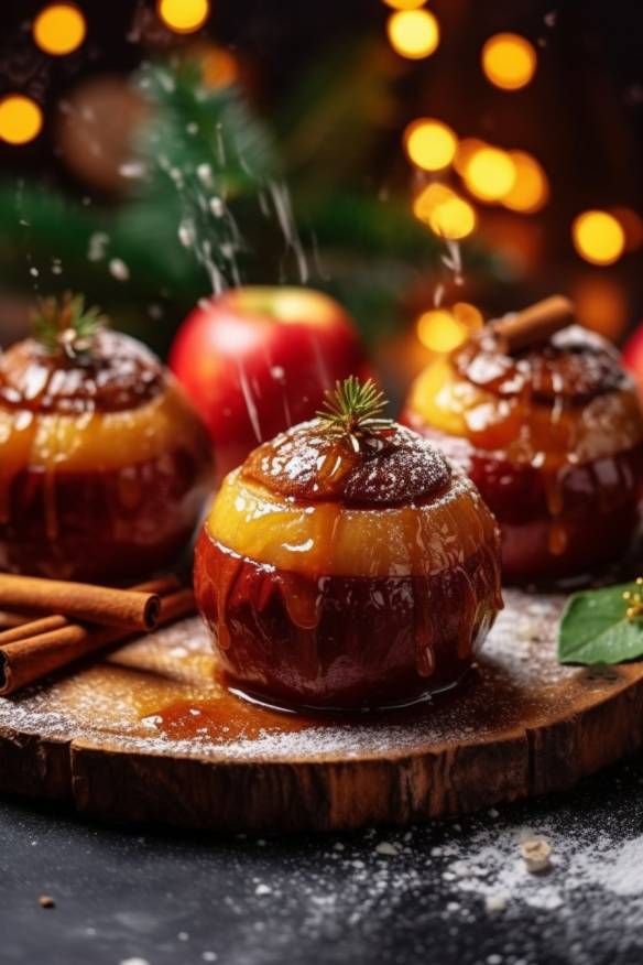 Weihnachtlicher Mini-Bratapfel mit Mandel-Zimt-Füllung.