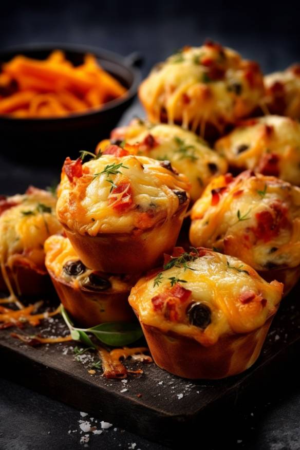 Bunte Gemüse-Pizza-Muffins.