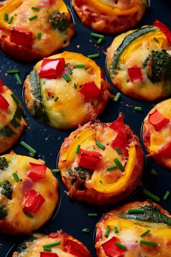 Bunte Gemüse-Pizza-Muffins.