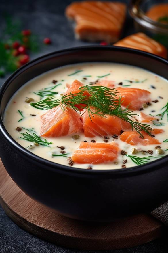 Cremige Kartoffelsuppe mit geräuchertem Lachs