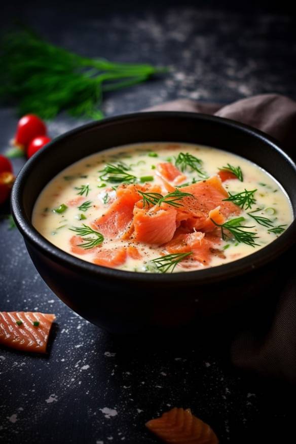 Cremige Kartoffelsuppe mit geräuchertem Lachs