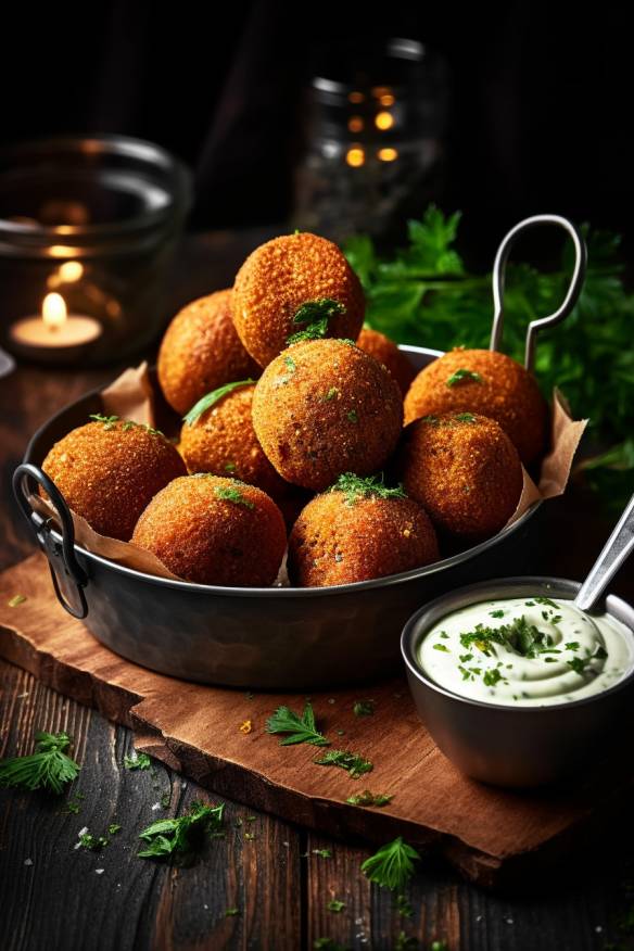 Knusprige Falafelbällchen mit Joghurt-Dip