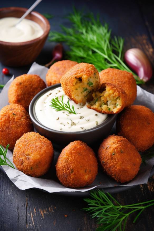 Knusprige Falafelbällchen mit Joghurt-Dip