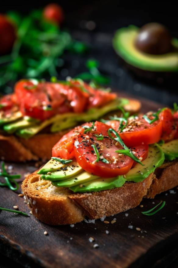 Knusprige Fingerfood Toasts mit Avocado und Tomaten