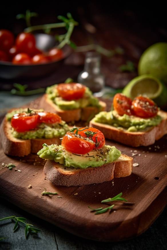 Knusprige Fingerfood Toasts mit Avocado und Tomaten