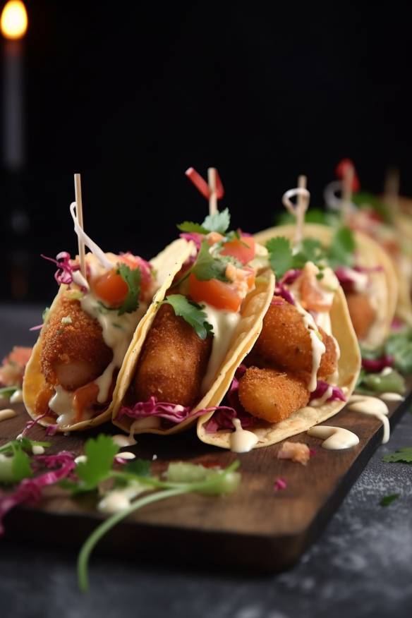 Knusprige Fisch-Tacos - Fingerfood mit Fisch