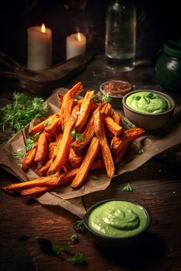 Gebackene Süßkartoffel mit Avocado-Dip