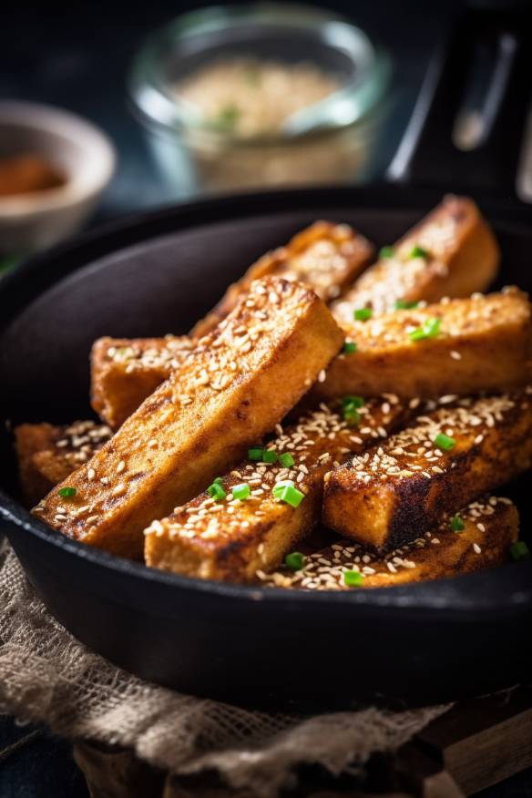 Knusprige Tofu-Finger mit Sesamkruste