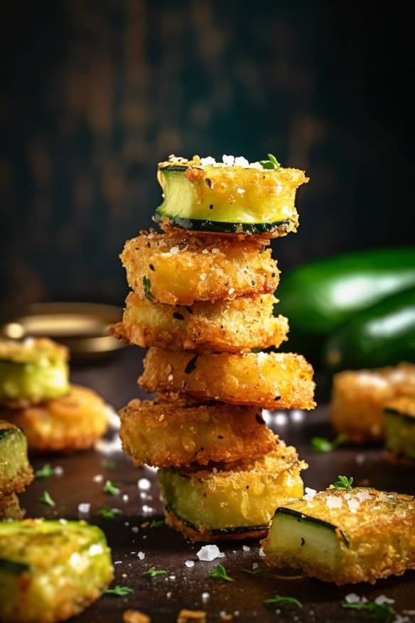 Knusprige Zucchini-Feta-Bites - perfekter vegetarischer Snack für jede Party.