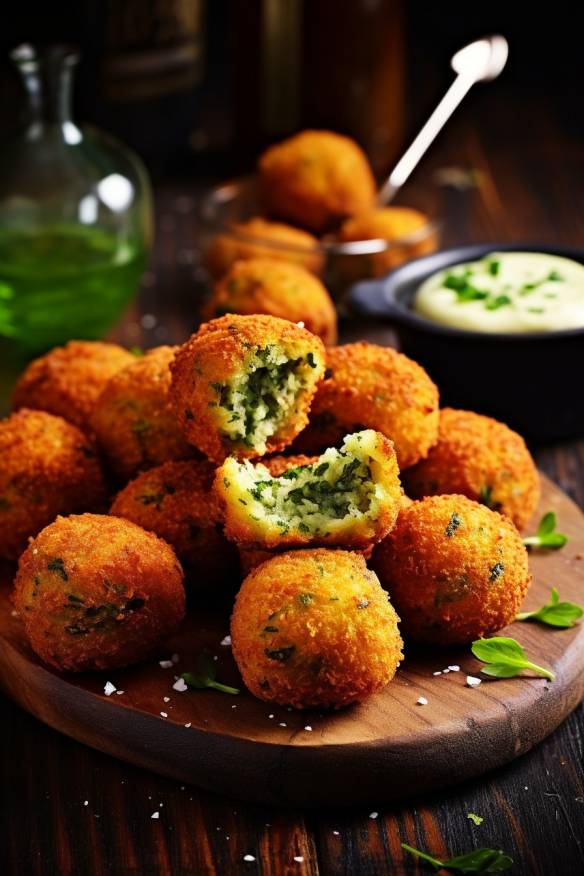 Gebackene Zucchini-Feta-Bällchen als Fingerfood Snack