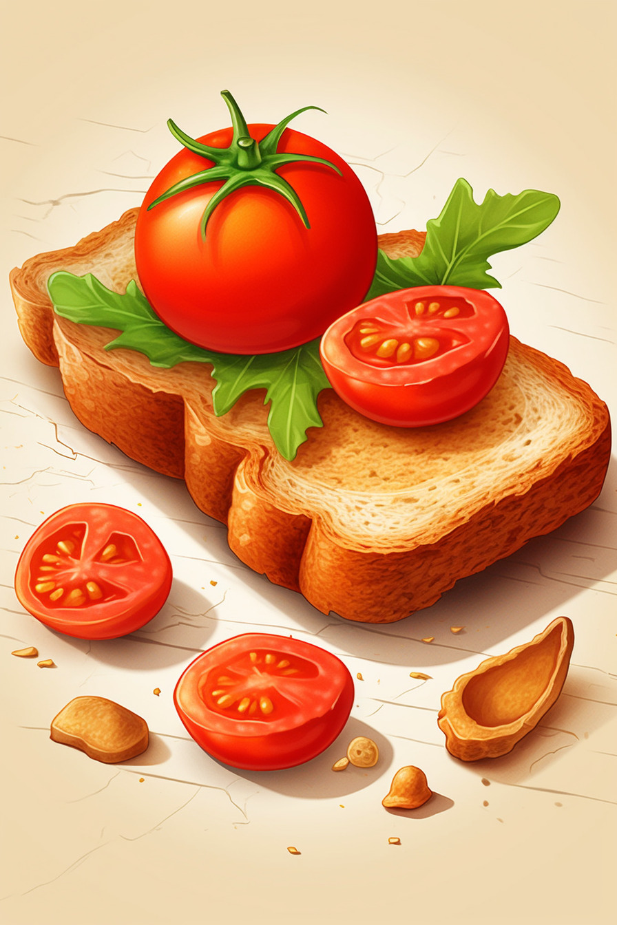 Knuspriges Fingerfood mit Toastbrot und Tomate.